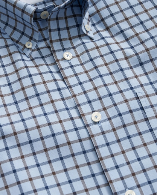 Stretch Supima Cotton Non-Iron Twill Polo Button Down Collar Windowpane Shirt