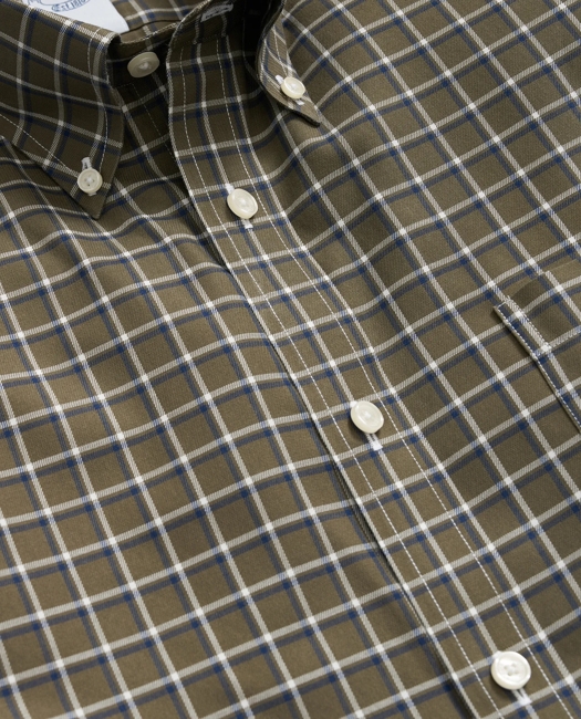 Stretch Supima Cotton Non-Iron Twill Polo Button Down Collar Windowpane Shirt