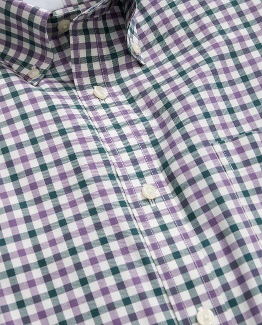 Stretch Supima Cotton Non-Iron Twill Polo Button Down Collar Checked Shirt
