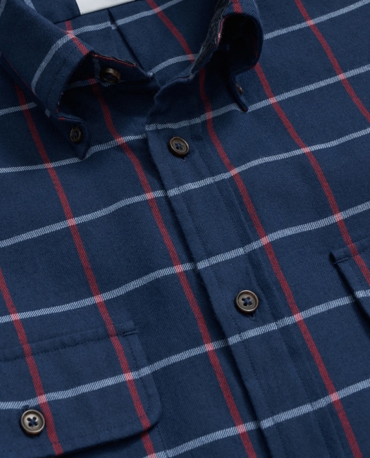 Cotton-Cashmere Sport Shirt in Windowpane Flannel