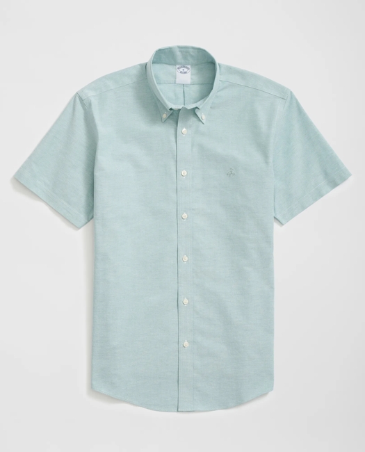 Stretch Cotton Non-Iron Oxford Polo Button Down Collar, Short-Sleeve Shirt