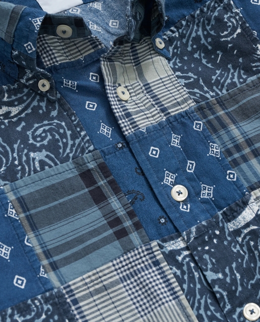 Cotton Sport Shirt in Patchwork Madras