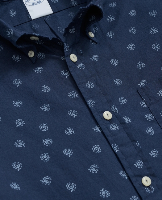 Cotton Sport Shirt in Indigo Foulard Print