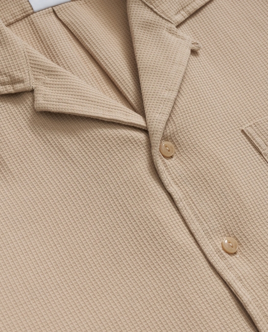 Cotton Camp Collar, Waffle Weave Short-Sleeve Shirt