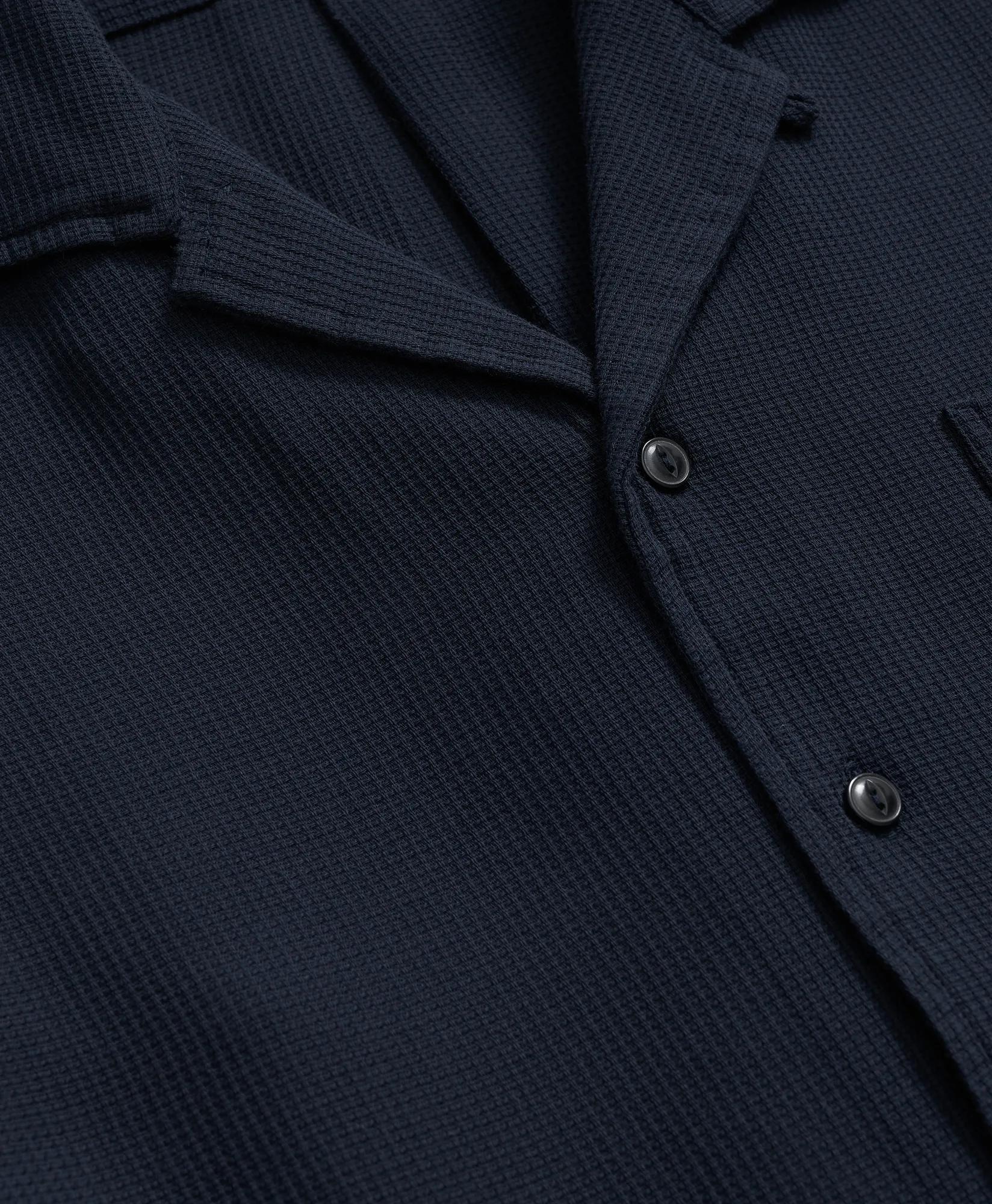 Cotton Camp Collar, Waffle Weave Short-Sleeve Shirt