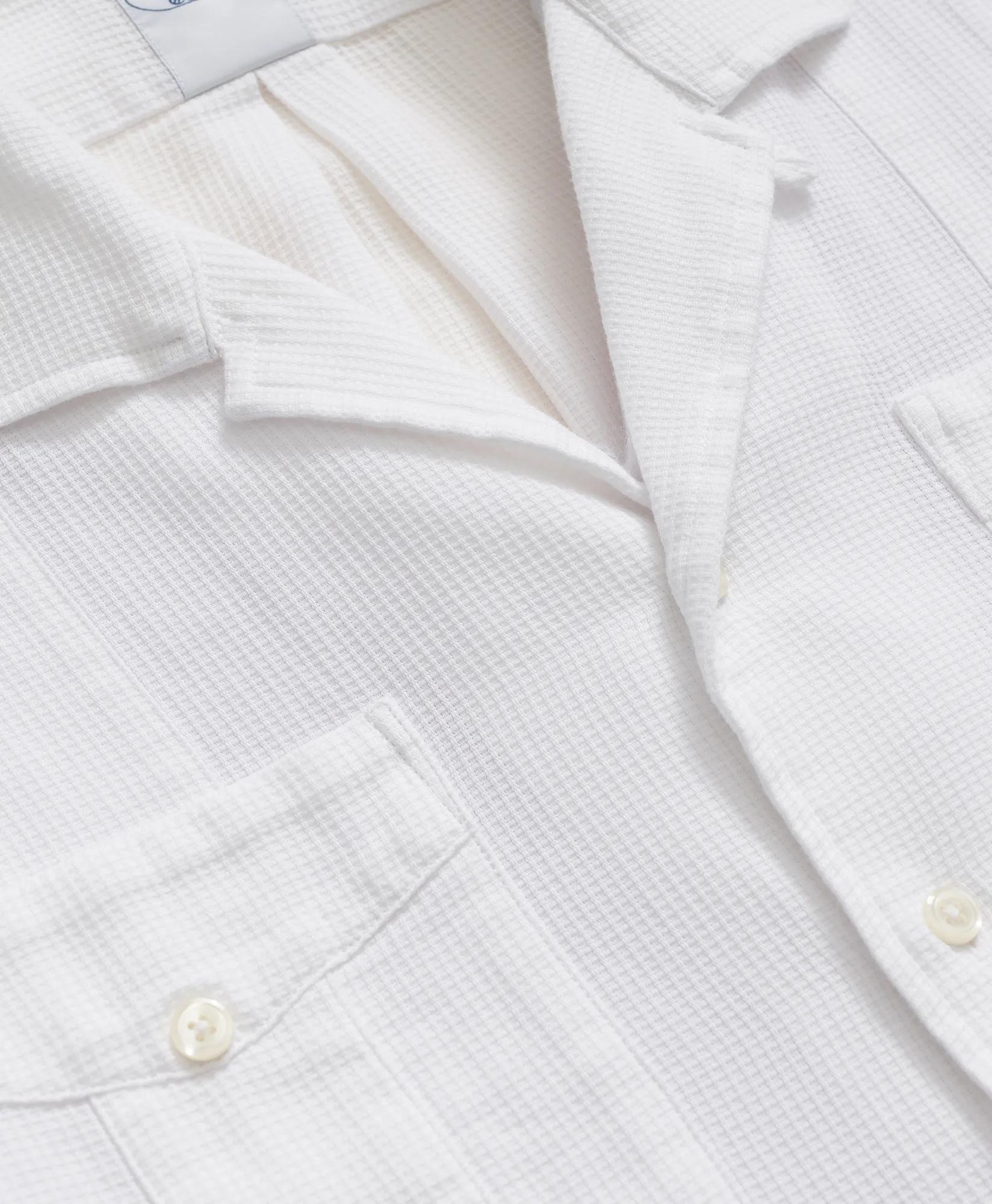Cotton Guayabera Waffle-Weave Short-Sleeve Shirt