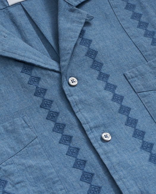 Cotton Guayabera Embroidered Short-Sleeve Shirt