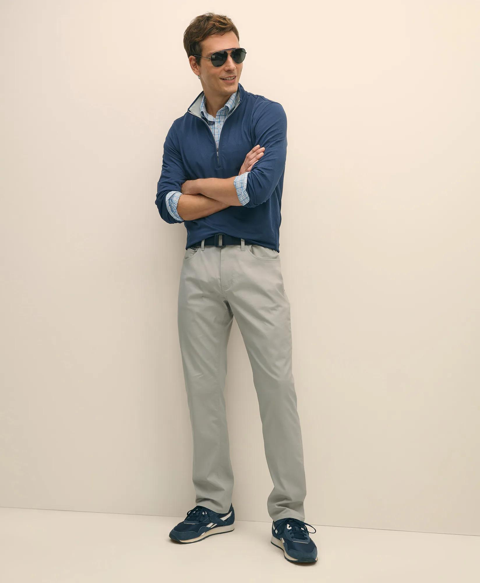 Performance Series Stretch Polo Button-Down Collar, Checked Sport Shirt