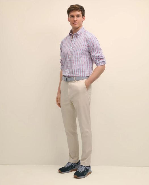 Performance Series Stretch Polo Button-Down Collar, Checked Sport Shirt