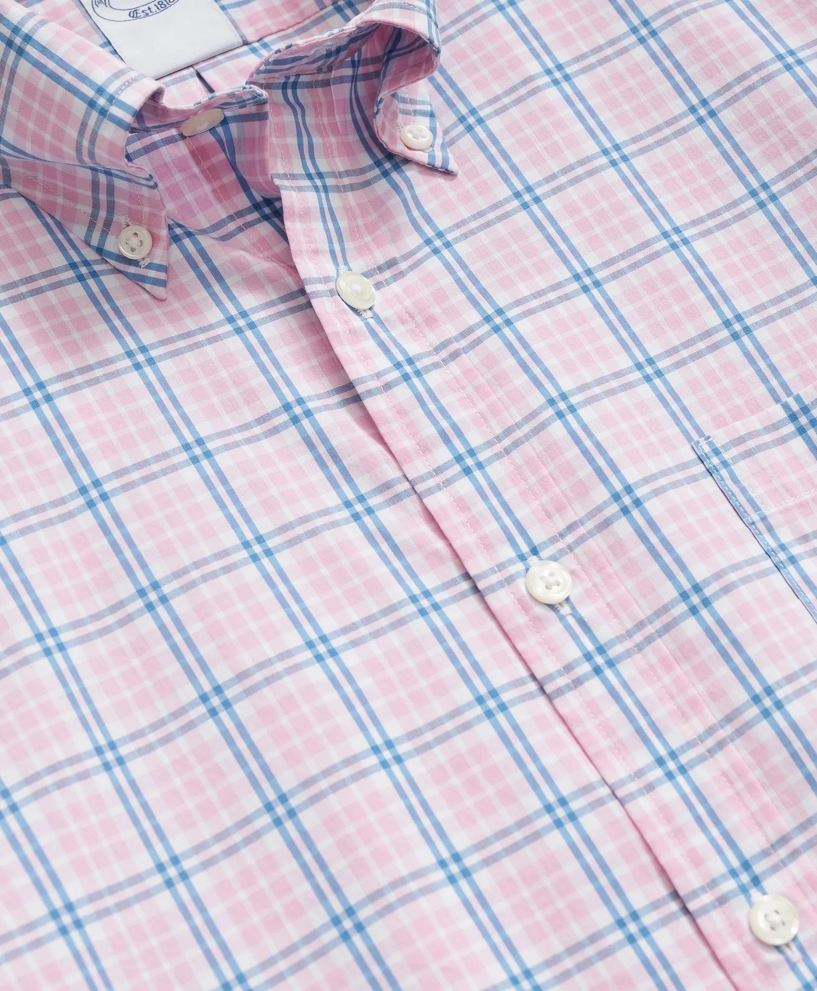 Performance Series Stretch Polo Button-Down Collar, Checked Sport Shirt