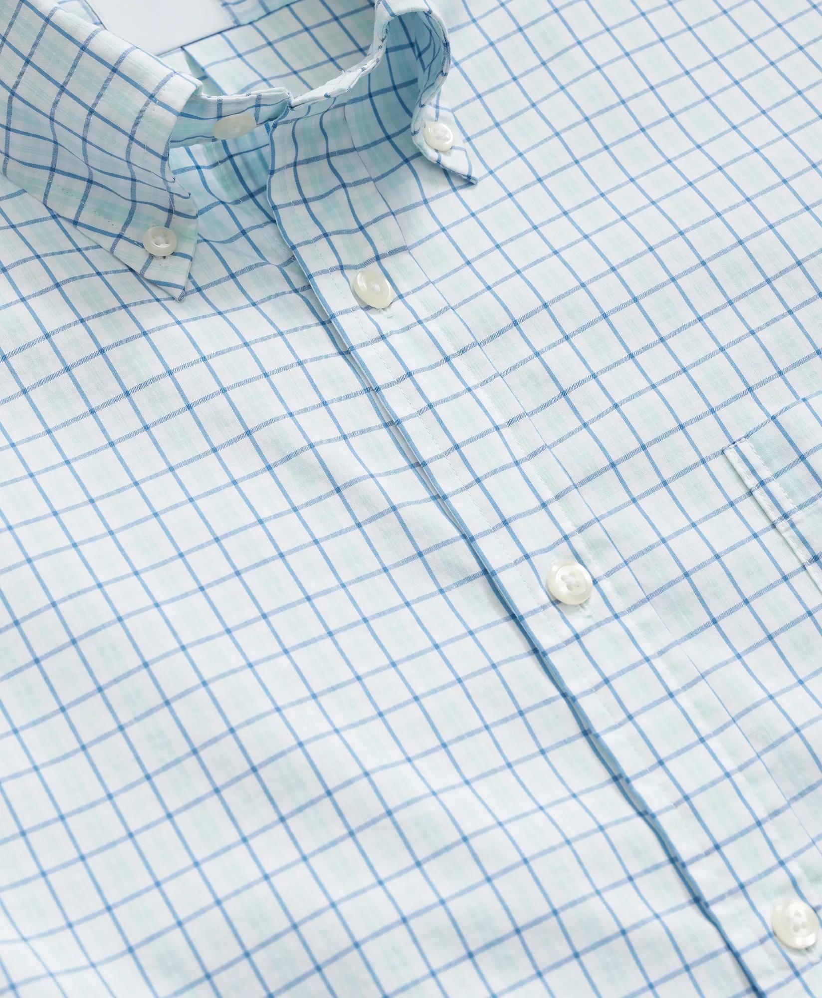 Performance Series Stretch Polo Button-Down Collar, Checked Sport Shirt
