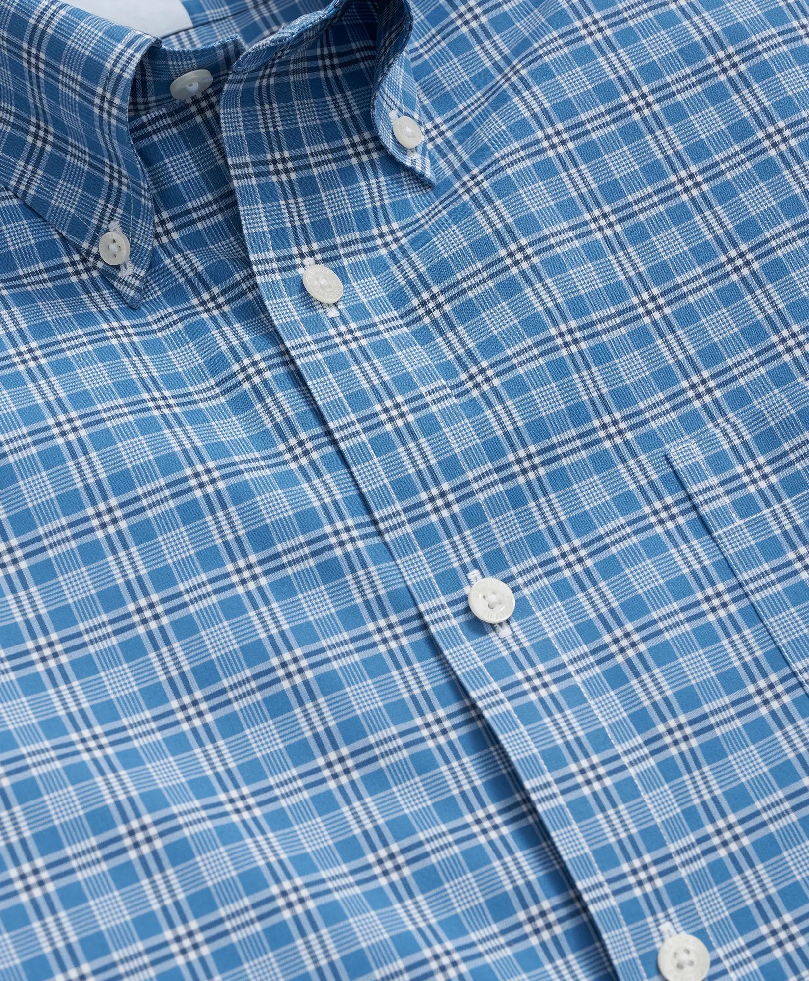Stretch Cotton Non-Iron Polo Button Down Collar, Checked Shirt