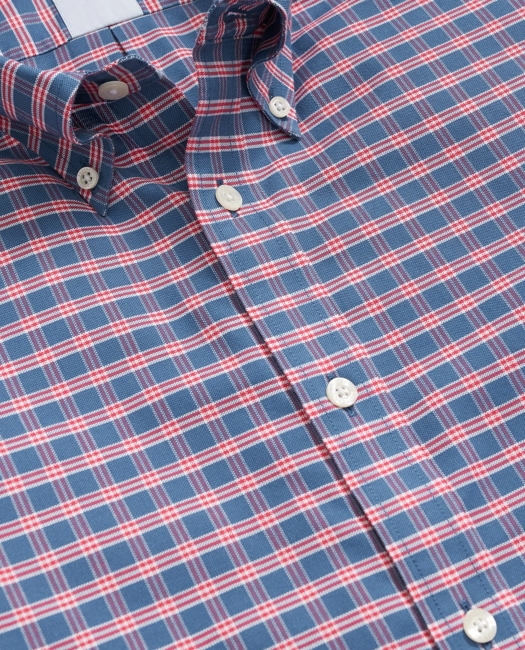 Stretch Cotton Non-Iron Oxford Polo Button Down Collar, Ground Check Shirt