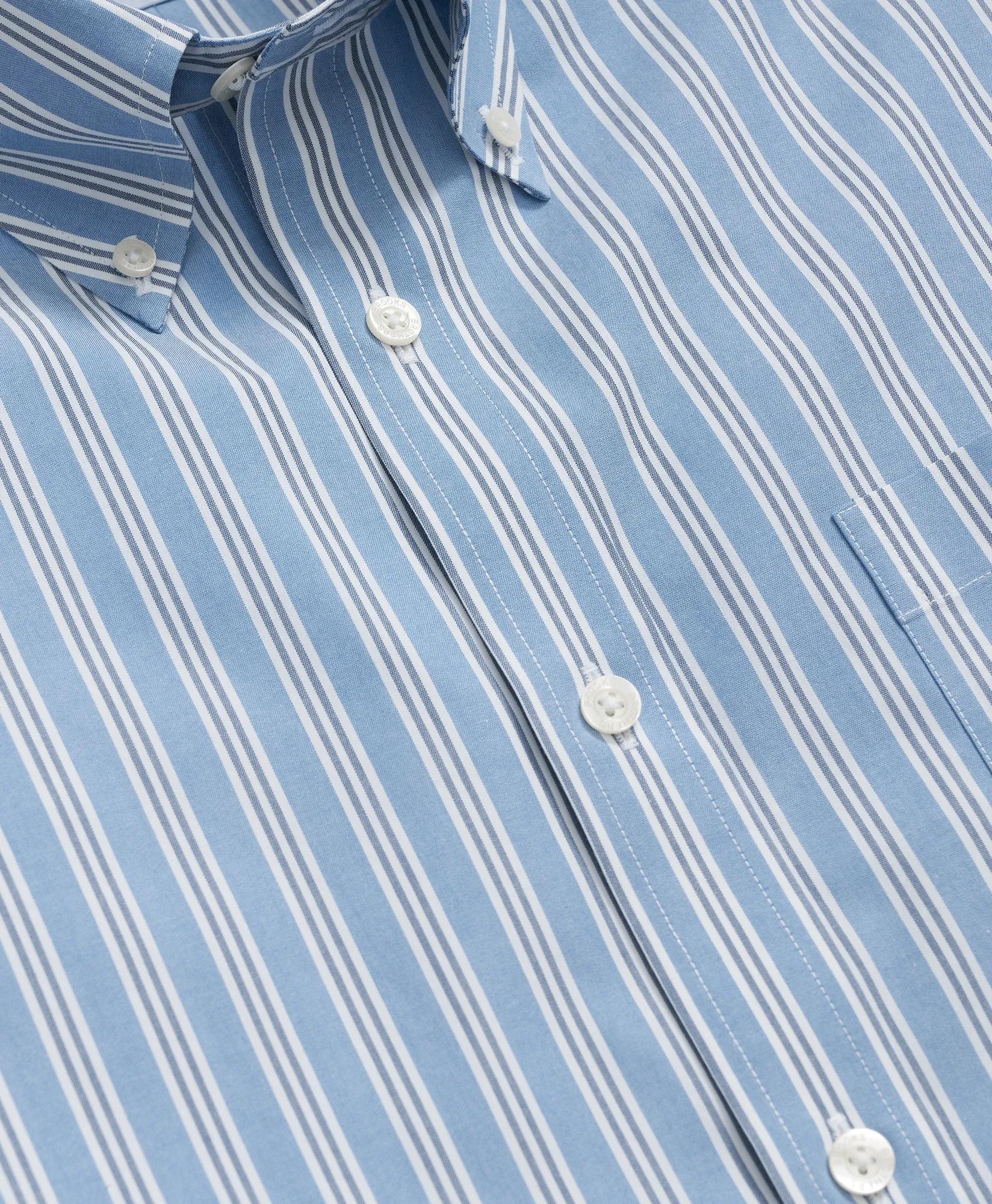 Stretch Cotton Non-Iron Polo Button Down Collar, Striped Shirt