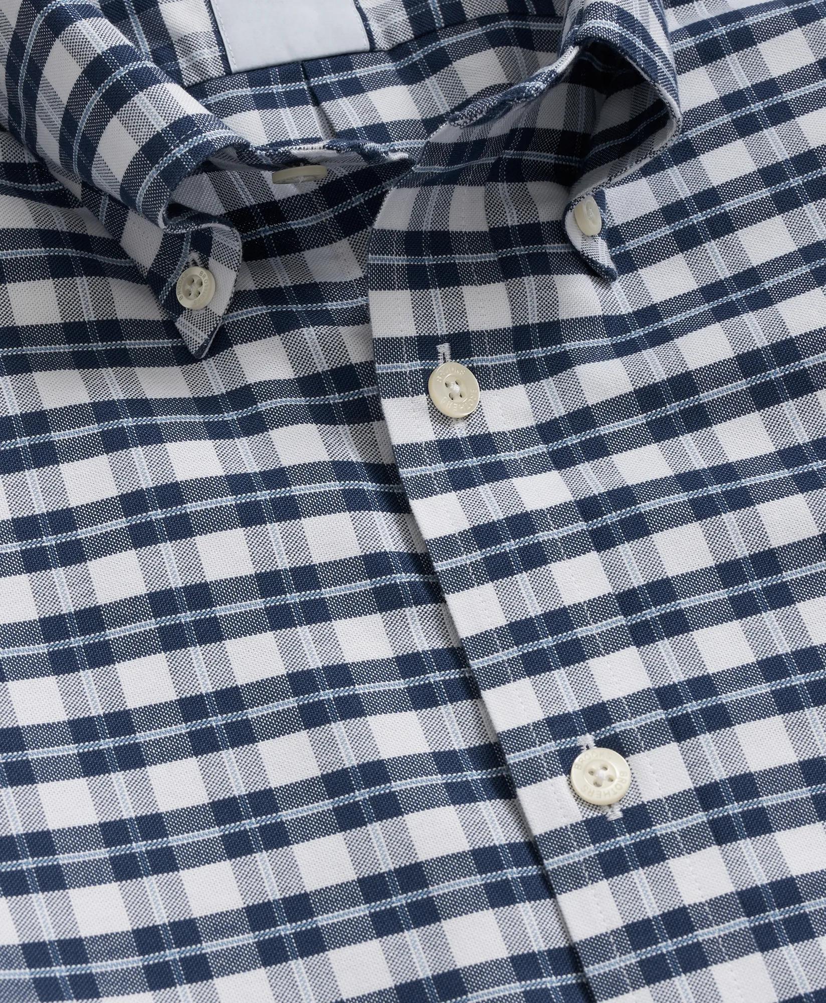 Stretch Cotton Non-Iron Oxford Polo Button Down Collar, Checked Shirt