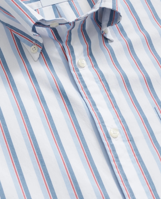Friday Shirt, Poplin Short-Sleeve Ribbon Stripe