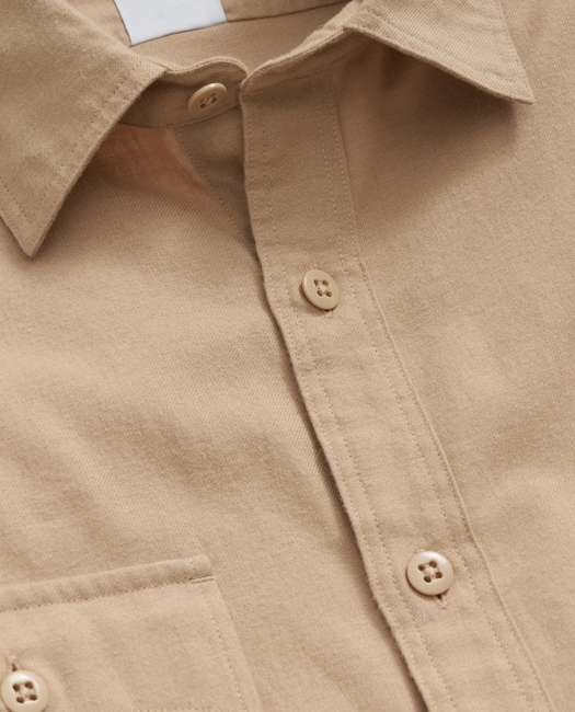Cotton-Cashmere Flannel Military Sport Shirt