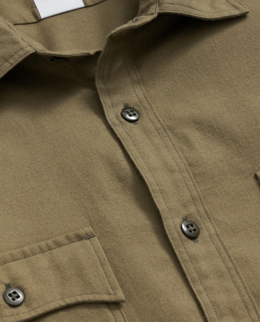 Cotton-Cashmere Flannel Military Sport Shirt