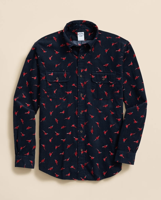 Cotton Corduroy Polo Button-Down Collar Pheasant Sport Shirt