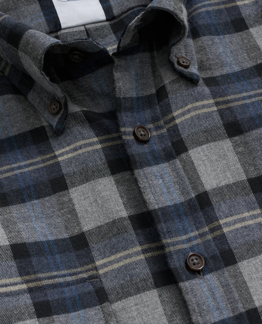 Cotton-Cashmere Flannel Plaid Sport Shirt