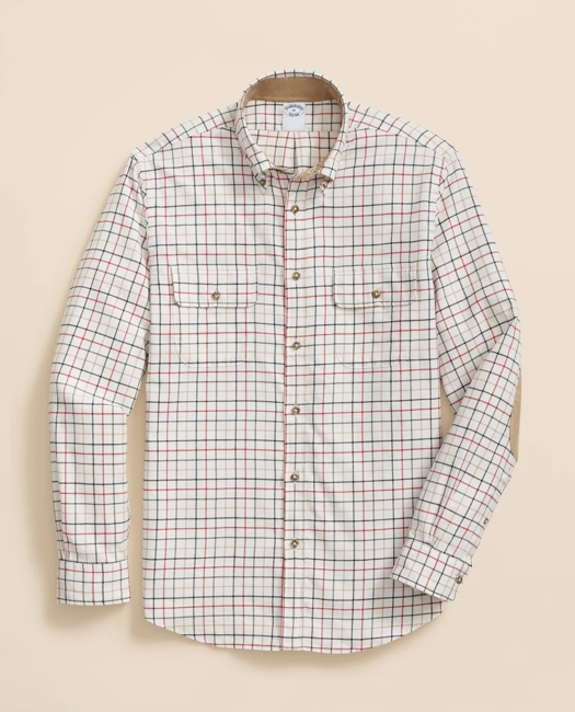 Cotton-Cashmere Flannel Windowpane Sport Shirt