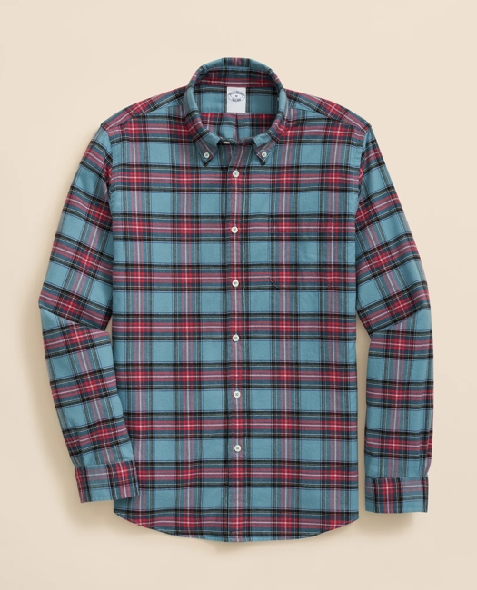 Portuguese Flannel Polo Button Down Collar, Stewart Tartan Shirt