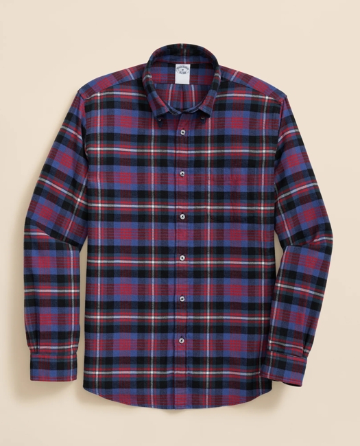 Portuguese Flannel Polo Button Down Collar, Bright Plaid Shirt