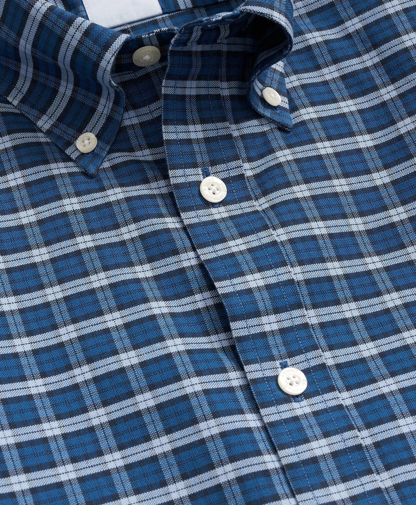 Stretch Cotton Non-Iron Oxford Polo Button Down Collar, Mini Tartan Shirt