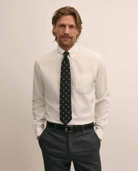 Stretch Supima Cotton Non-Iron Twill Polo Button Down Collar, Heathered Sport Shirt