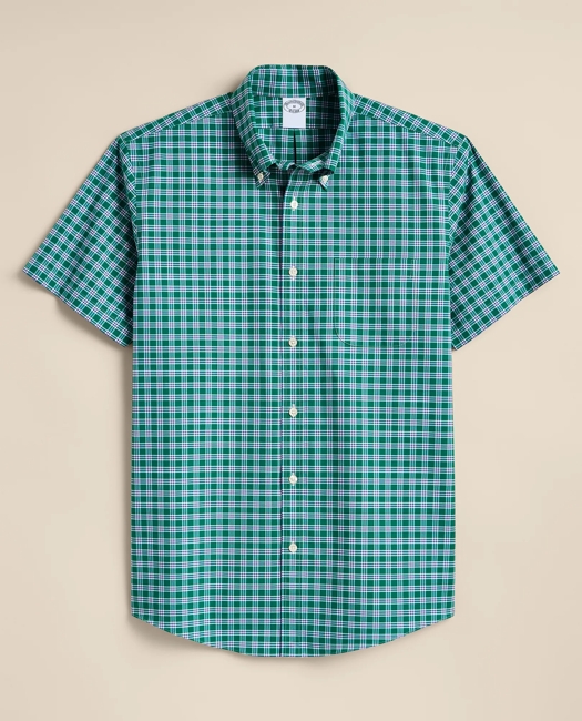 Stretch Non-Iron Broadcloth Button-Down Collar Short-Sleeve Sport Shirt