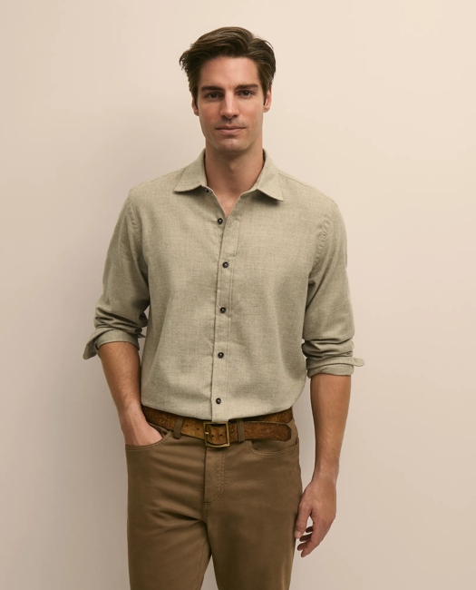 Cotton-Brushed Wool Sport Shirt