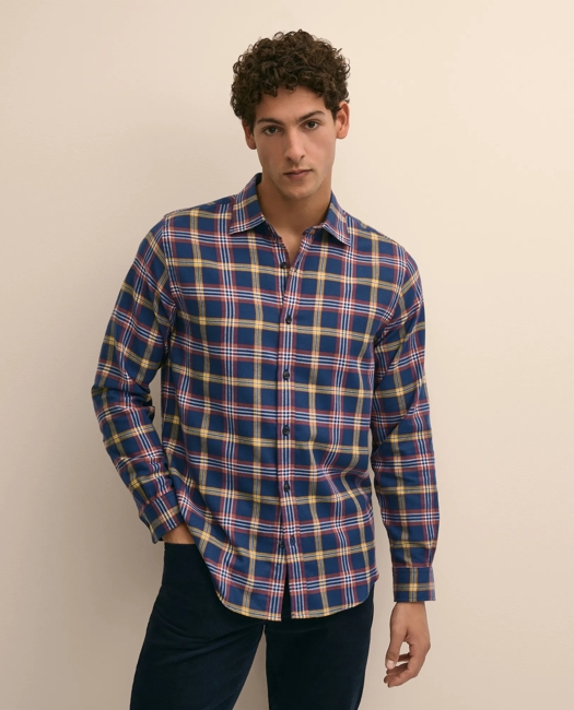 Cotton-Brushed Wool Tartan Sport Shirt