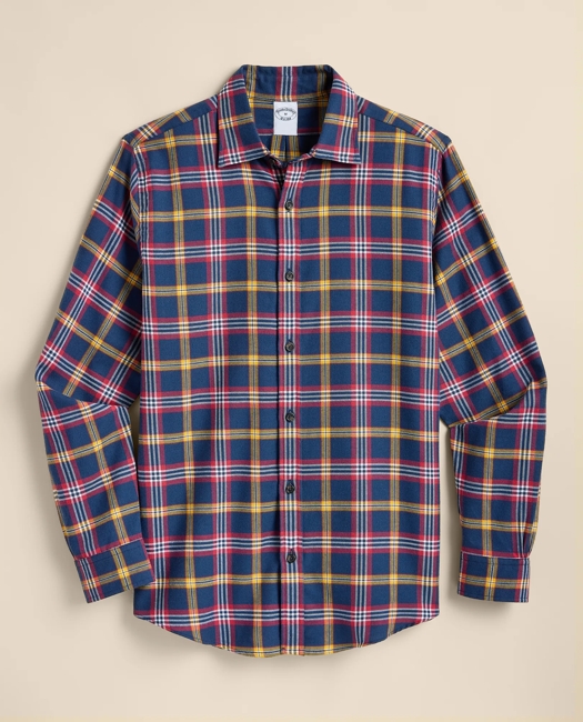 Cotton-Brushed Wool Tartan Sport Shirt