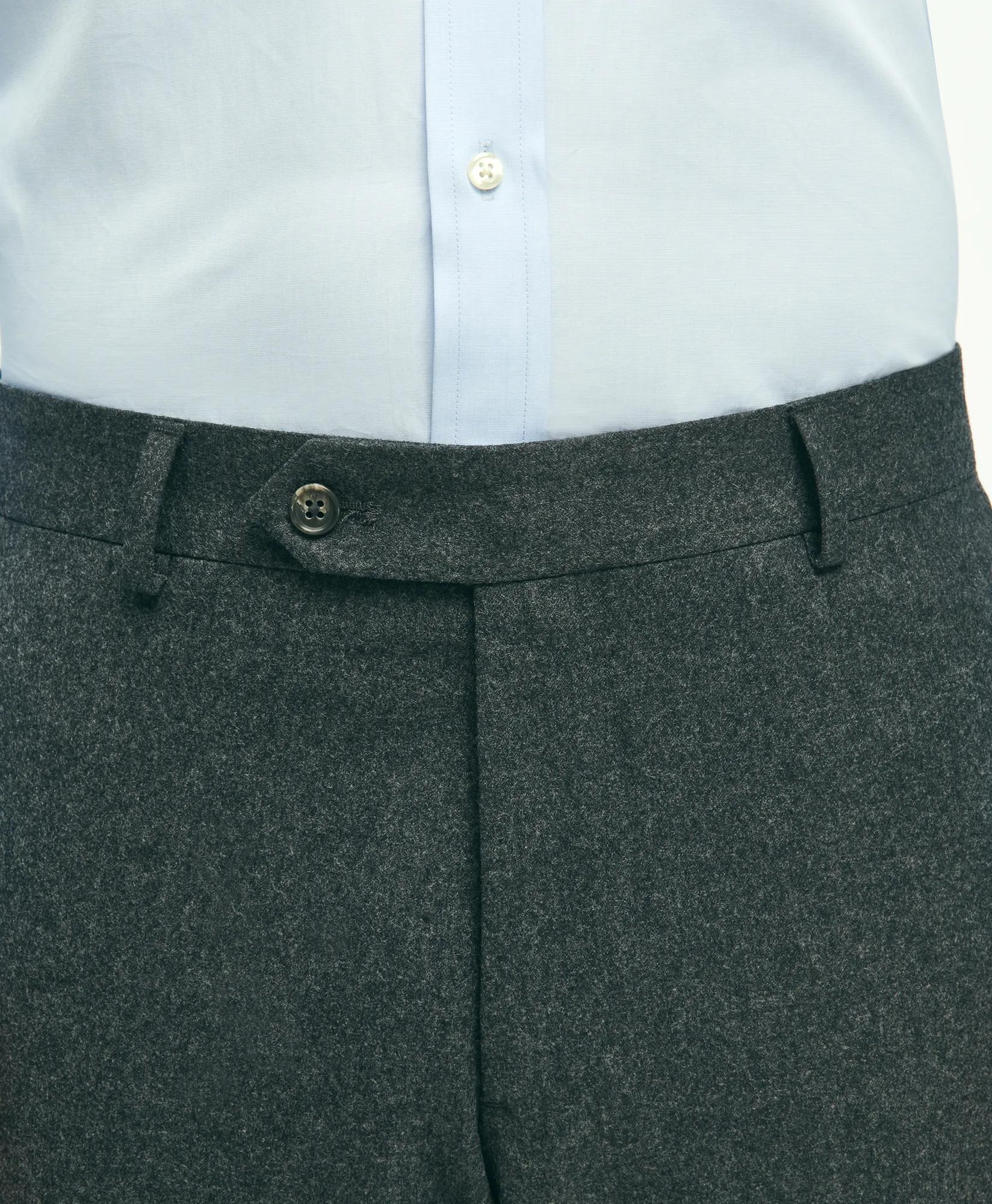 Classic Fit Wool Flannel Dress Pants - Charcoal