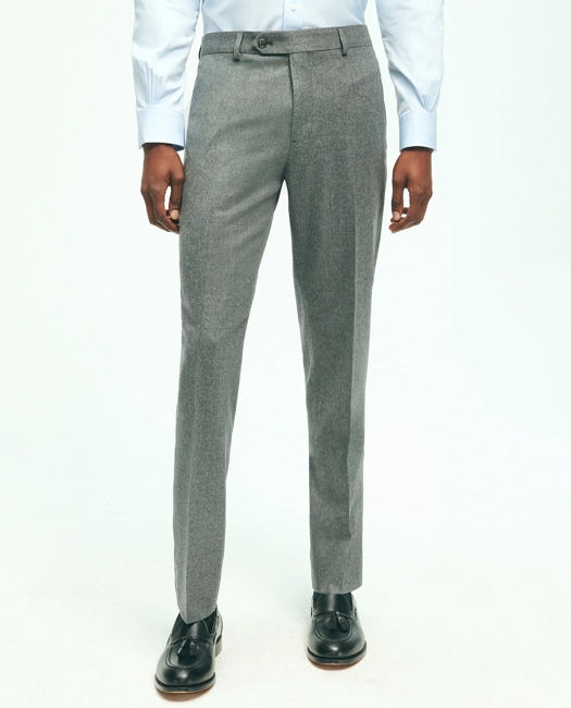 Slim Fit Wool Flannel Dress Pants - Grey