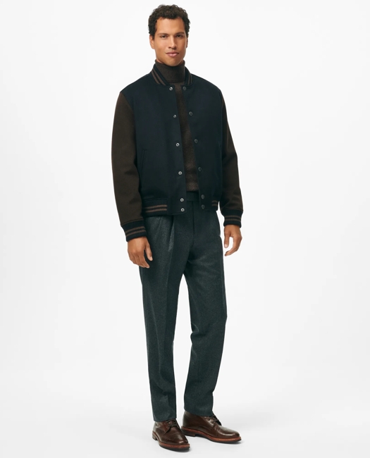 Fit Double-Pleated Dress Pants in Wool Flannel