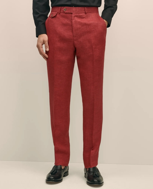 Classic Fit Linen Herringbone Dress Pants