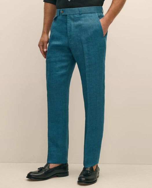 Classic Fit Linen Herringbone Dress Pants