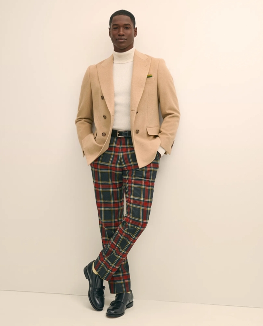 Classic Fit Wool-Blend Tartan Dress Pants