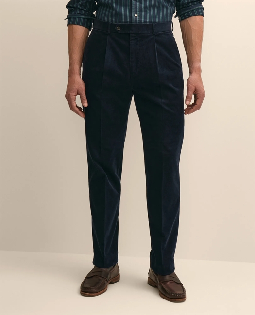 The Friday Cord Pleated Trouser Pants - Navy
