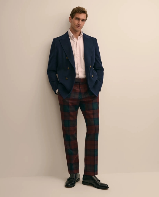 Classic Fit Wool Blend Tartan Dress Pants