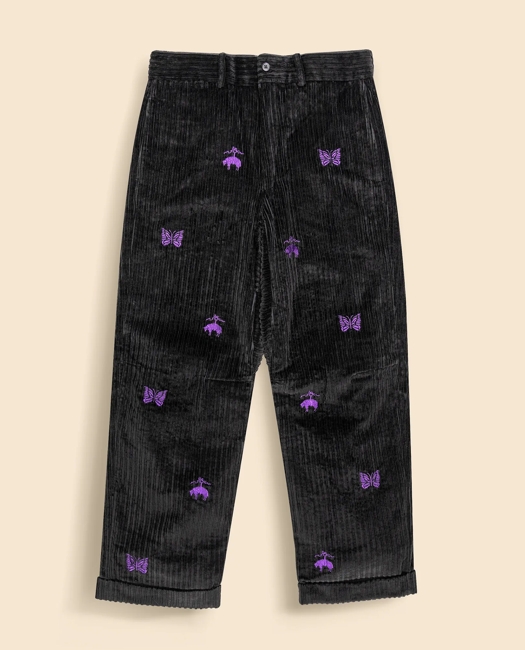 x NEEDLES Cotton Corduroy GF Papillon Wide Trousers - Black