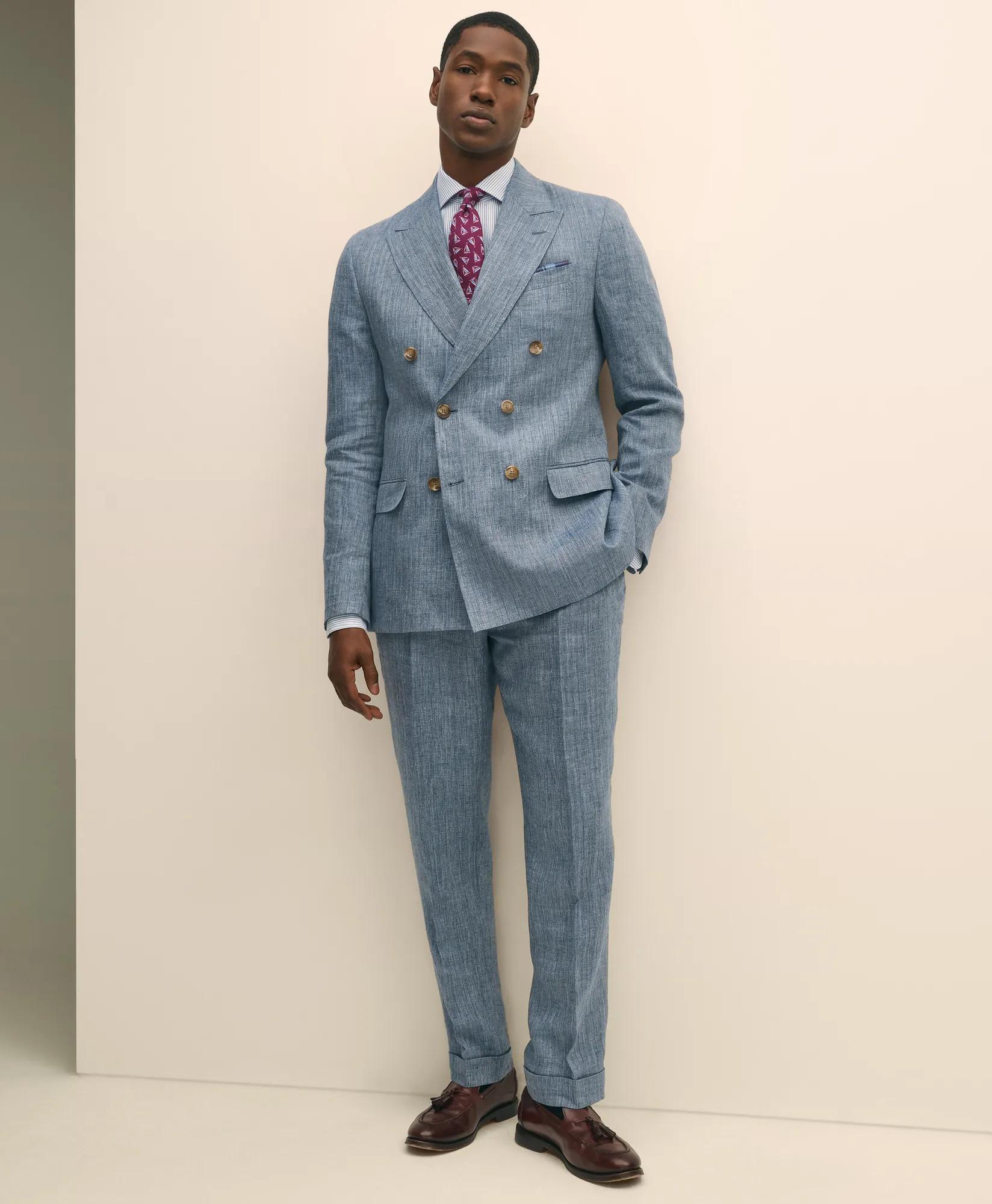 Classic Fit Herringbone Linen Suit Jacket