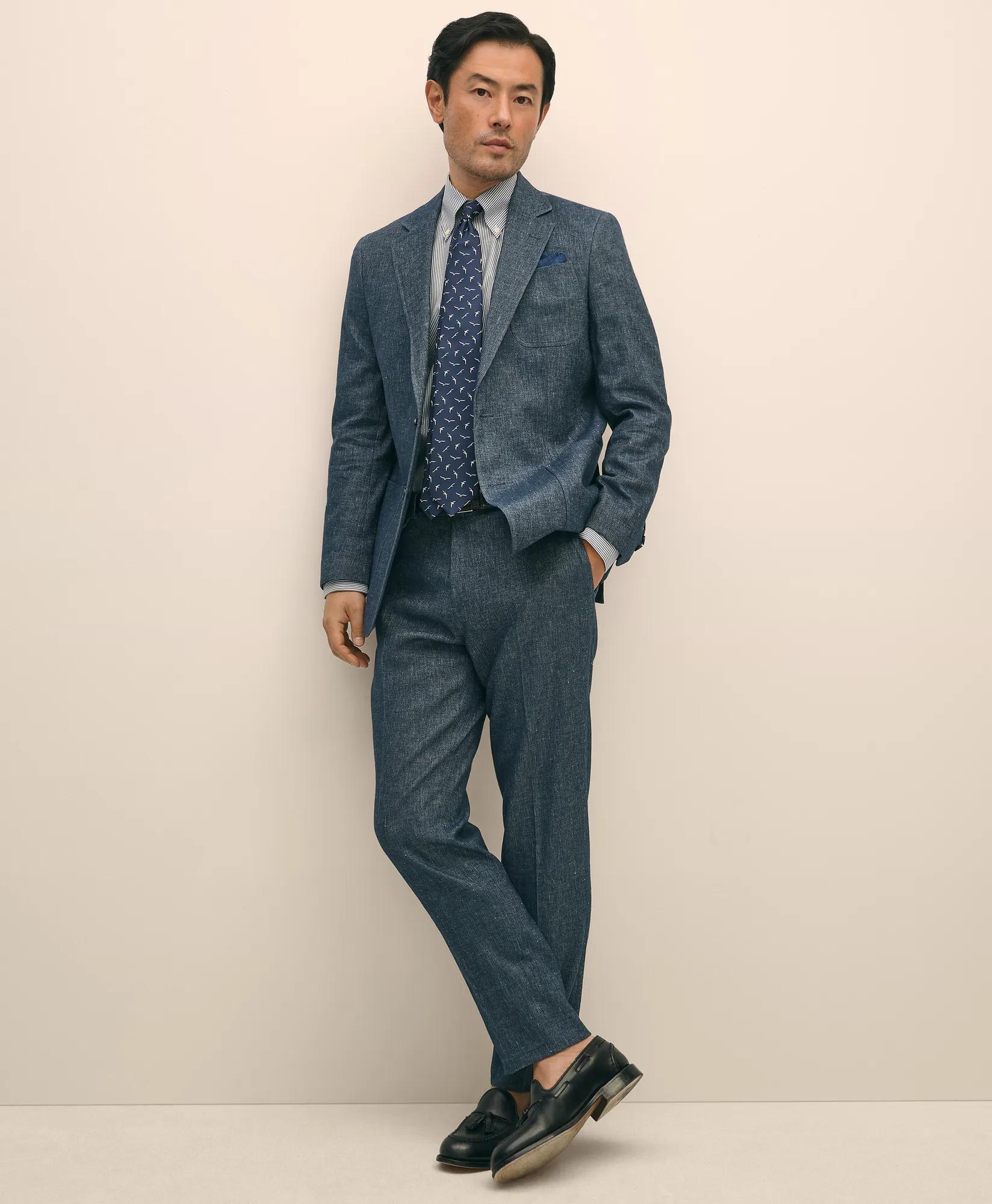 Slim Fit Twill Stretch Cotton-Linen Suit Jacket