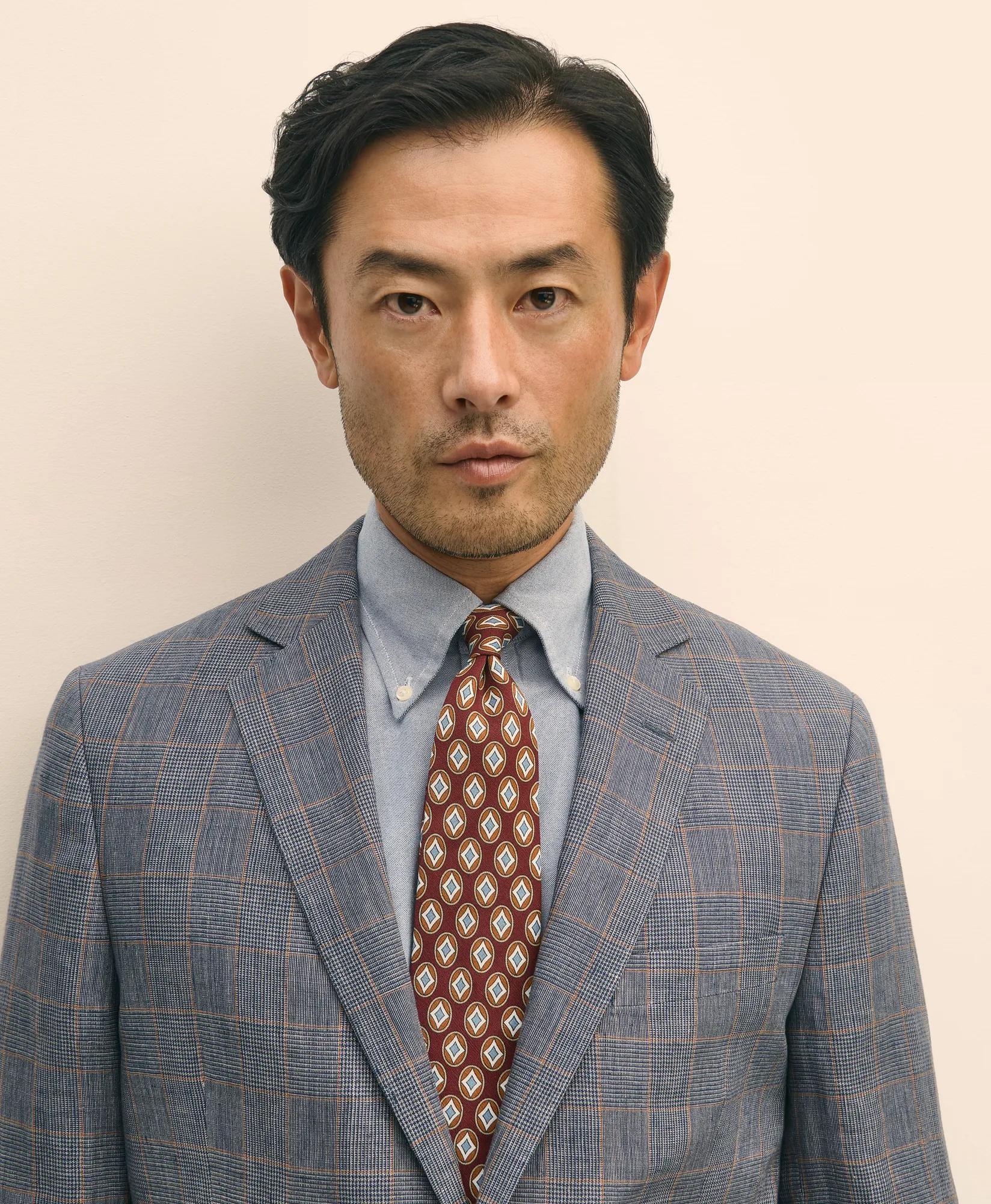 Slim Fit Check Linen Suit Jacket