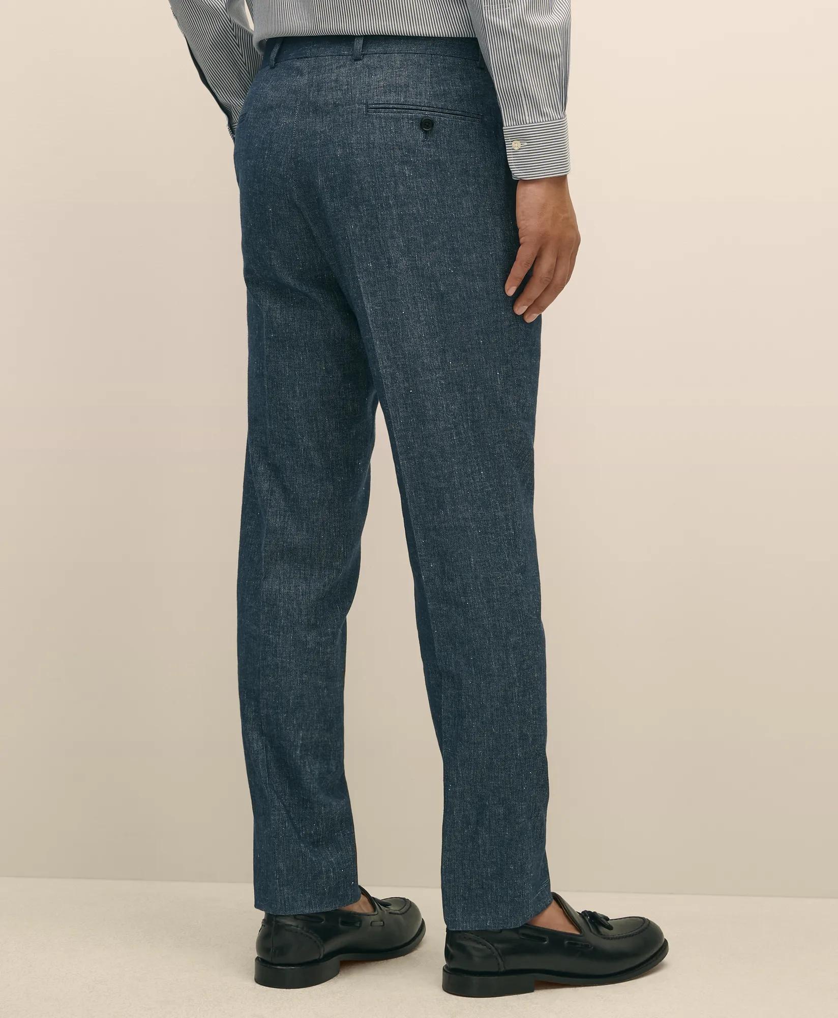 Slim Fit Twill Stretch Cotton-Linen Suit Pants