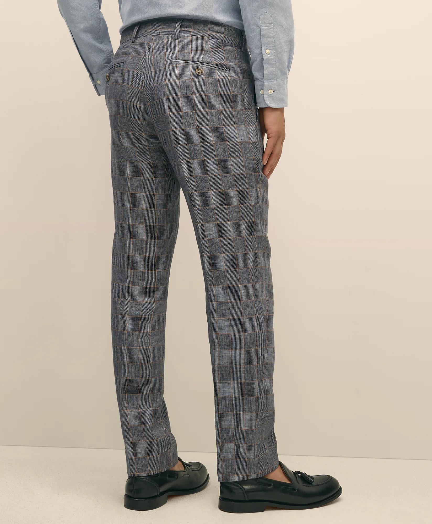 Slim Fit Check Linen Suit Pants