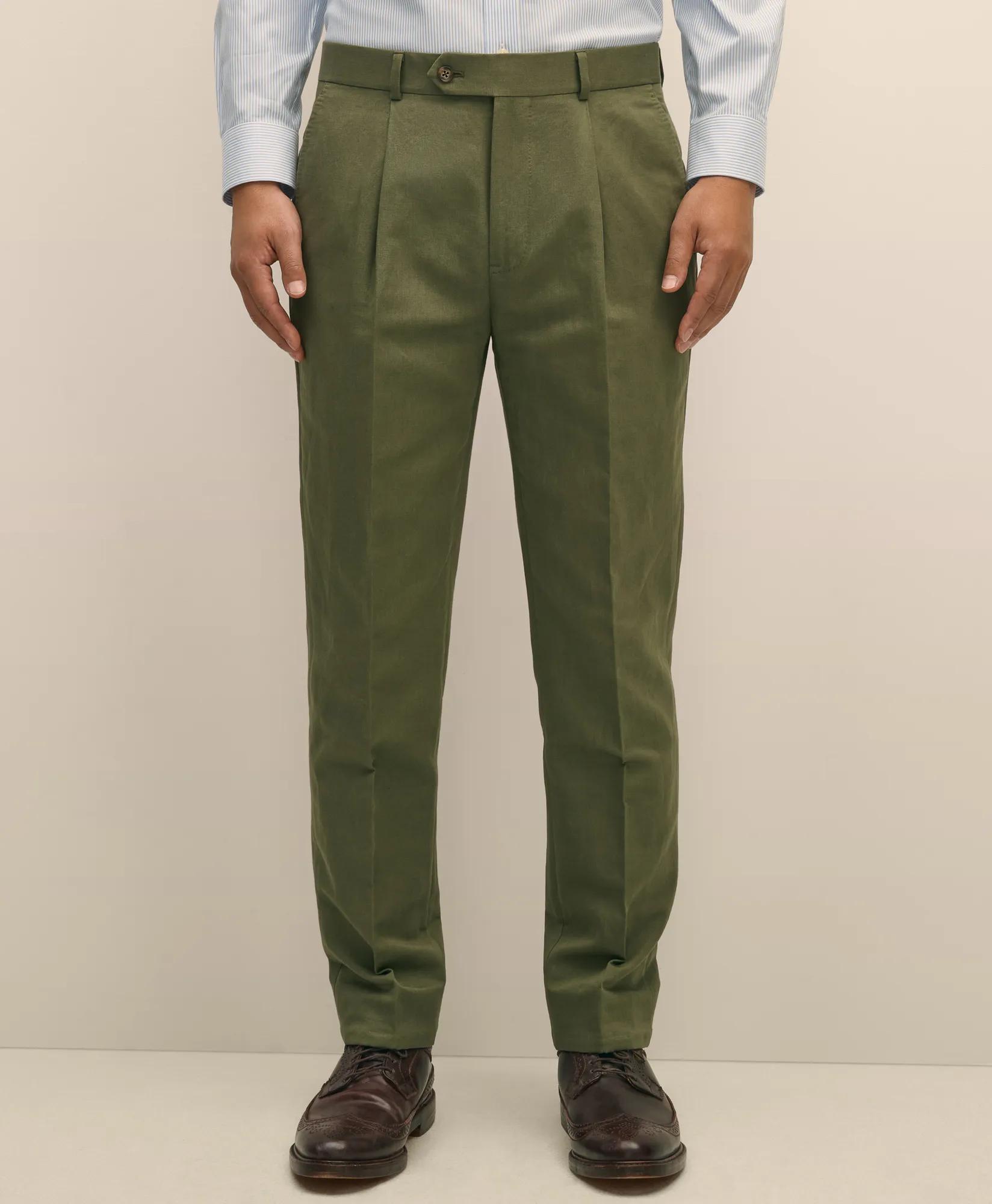 Slim Fit Fine Twill Washed Linen-Cotton Single-Pleat Suit Pants