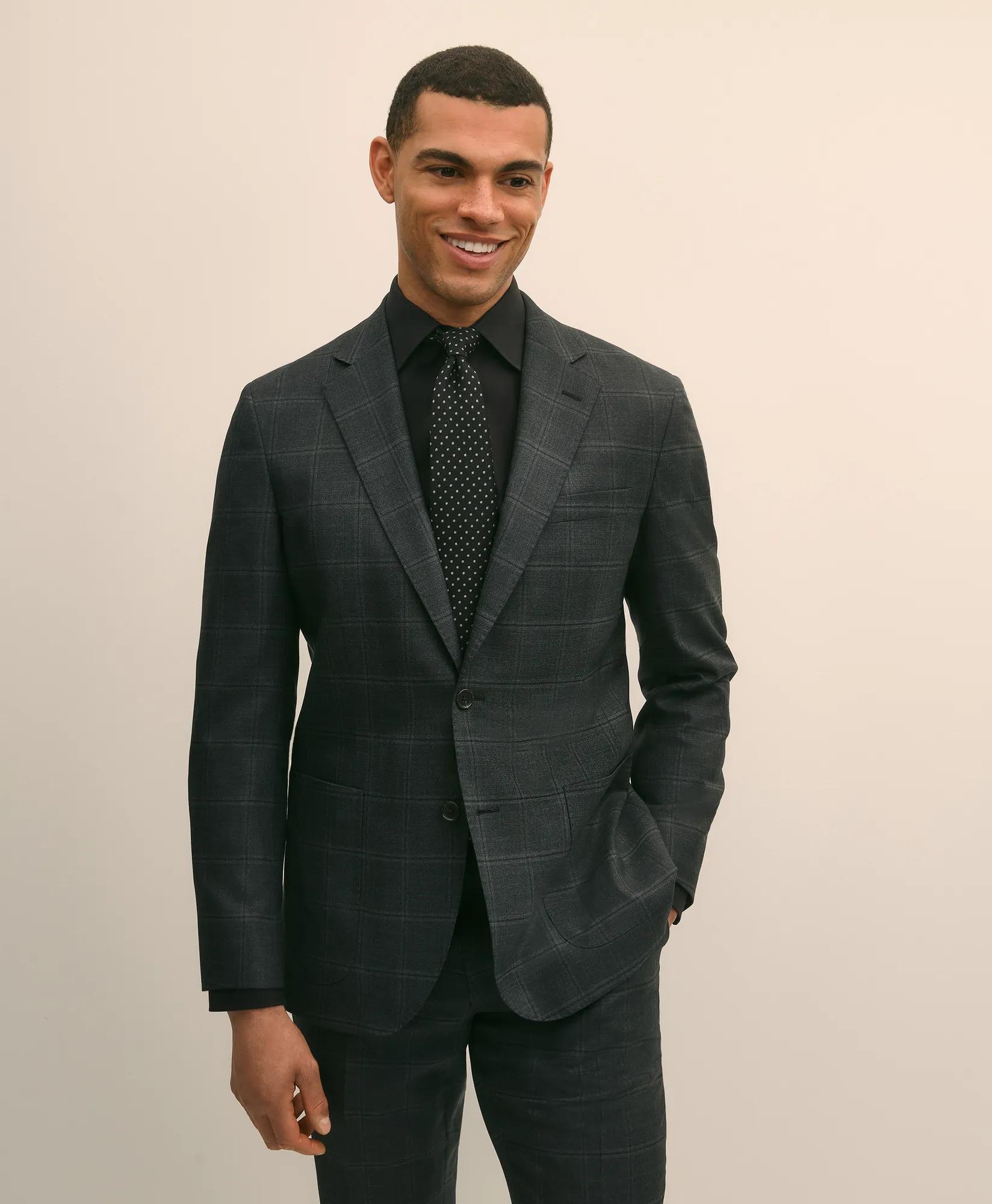 Explorer Collection Slim Fit Wool Windowpane Suit Jacket