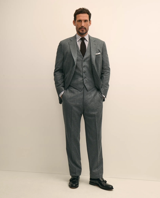 Archive Pinstripe Vest in Wool Flannel